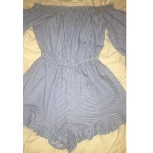 Blue/White striped romper